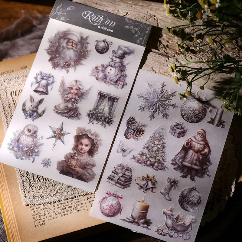 Silver Christmas Rub-On Transfer Stickers
