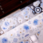 Soft Blue & White Floral Die-Cut Washi & PET Tape