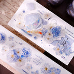 Soft Blue & White Floral Die-Cut Washi & PET Tape