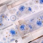 Soft Blue & White Floral Die-Cut Washi & PET Tape