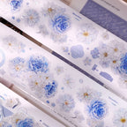 Soft Blue & White Floral Die-Cut Washi & PET Tape