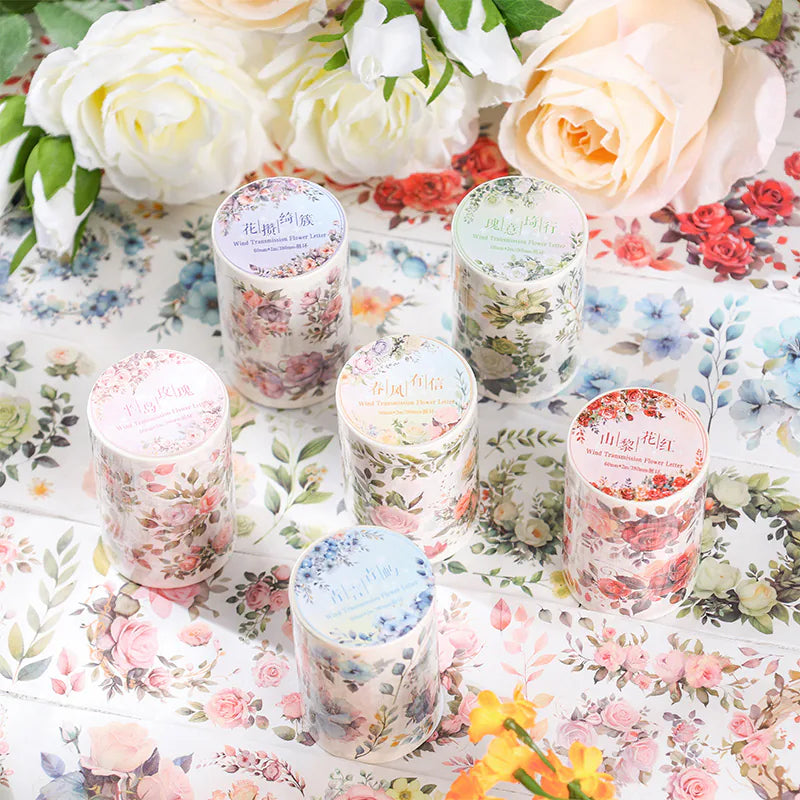 Ruban adhésif décoratif floral printanier à motifs botaniques | Roses