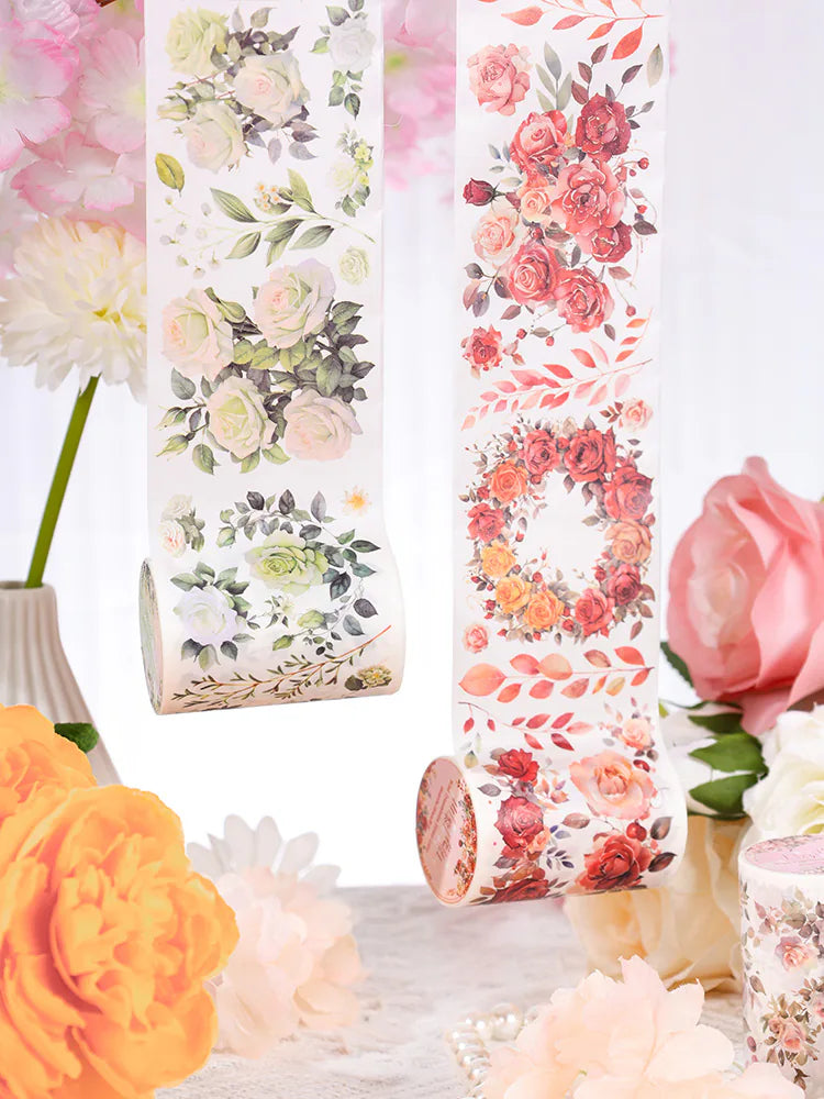Ruban adhésif décoratif floral printanier à motifs botaniques | Roses