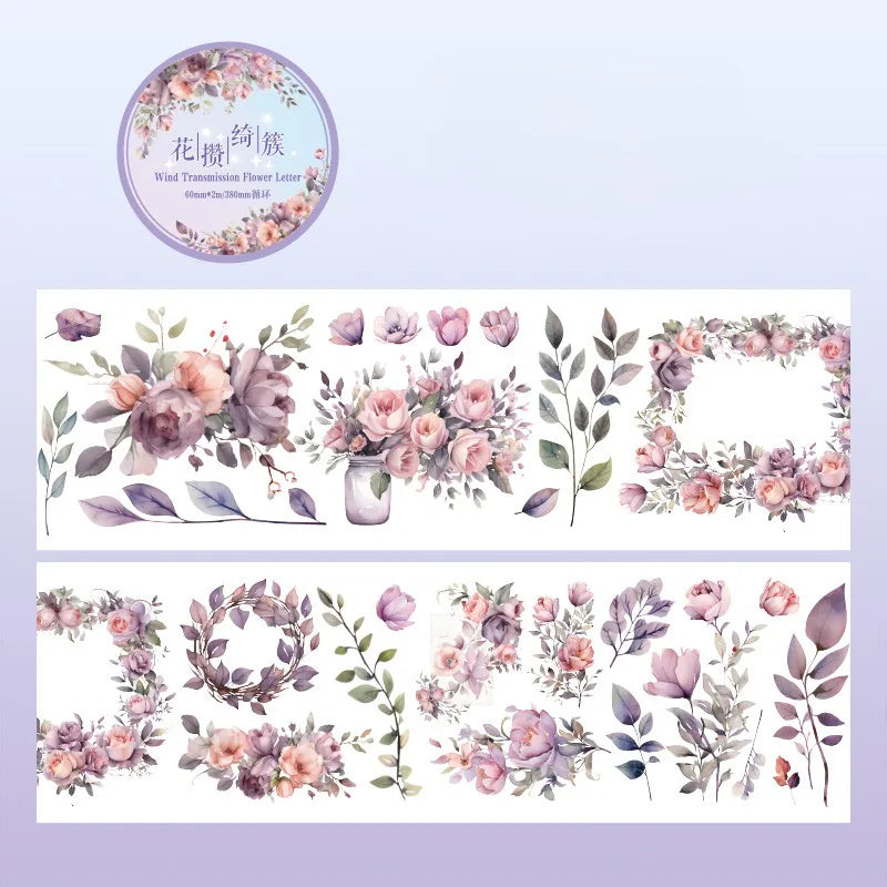 Ruban adhésif décoratif floral printanier à motifs botaniques | Roses