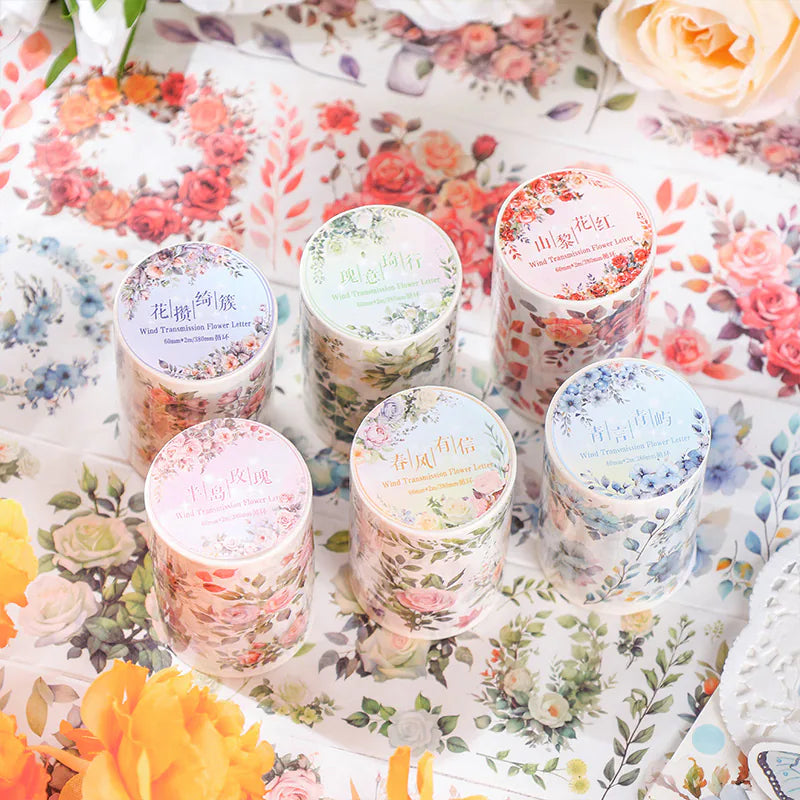 Ruban adhésif décoratif floral printanier à motifs botaniques | Roses