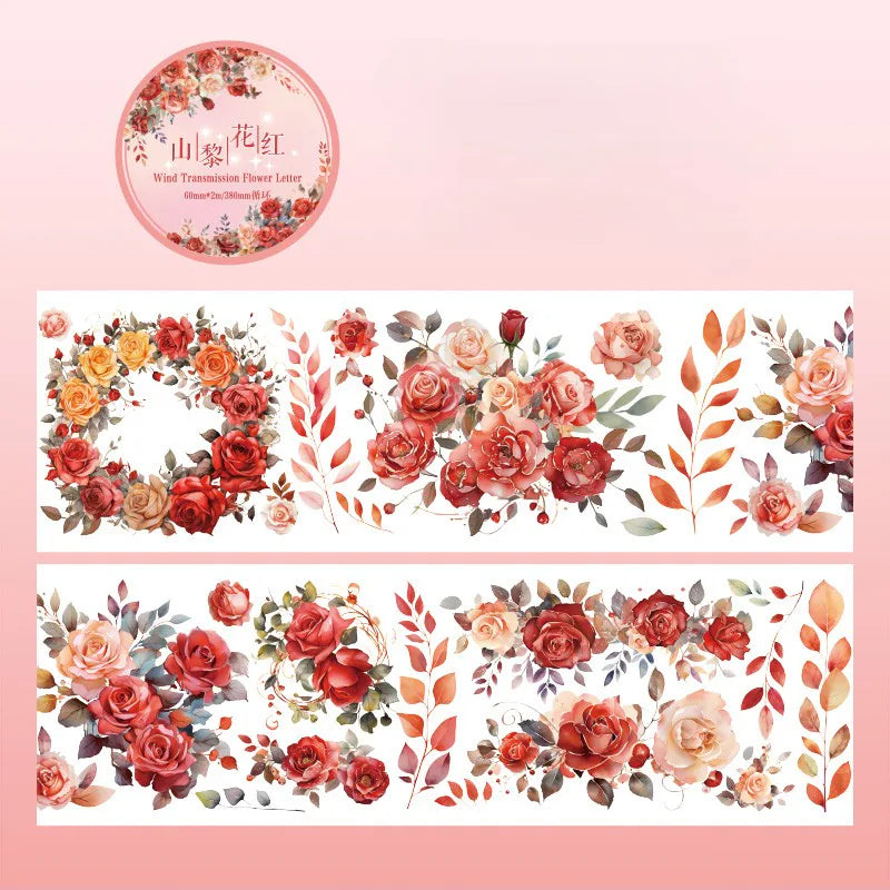 Ruban adhésif décoratif floral printanier à motifs botaniques | Roses