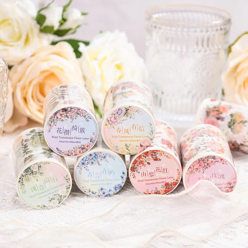 Ruban adhésif décoratif floral printanier à motifs botaniques | Roses