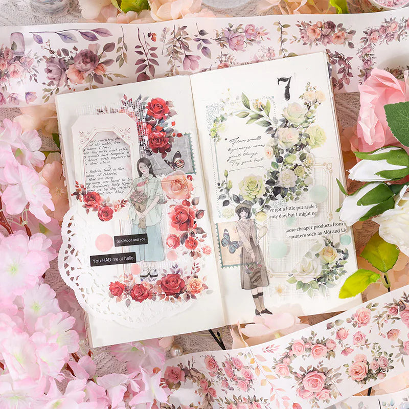 Spring Floral Botanical Washi Tape | Roses Decorative Tape