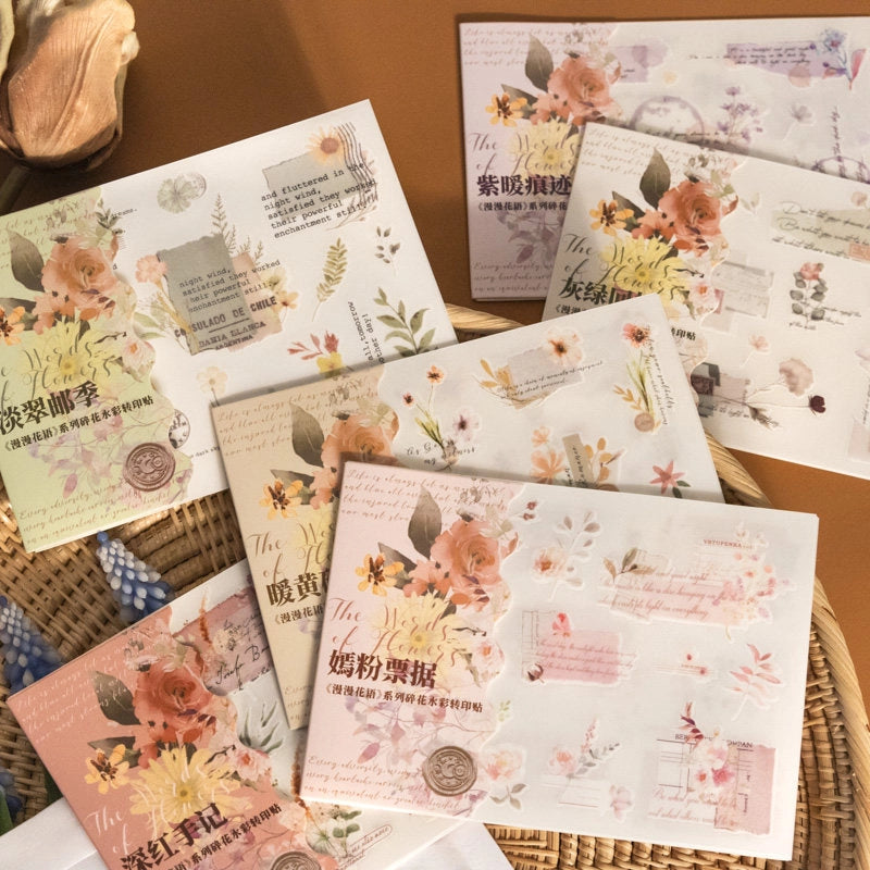 Spring Floral Rub-On Stickers for Journaling | Fresh Vintage PVC Transfers