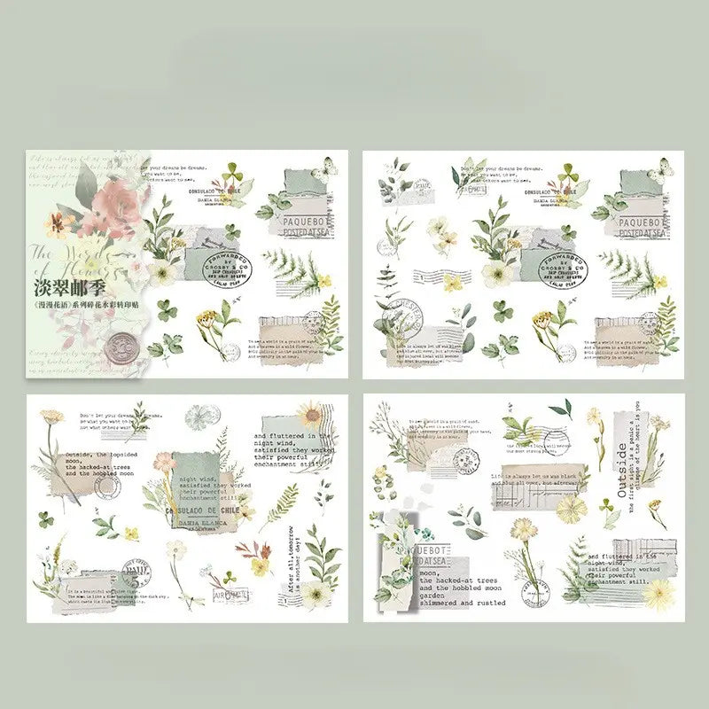 Spring Floral Rub-On Stickers for Journaling | Fresh Vintage PVC Transfers