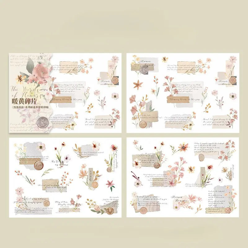 Spring Floral Rub-On Stickers for Journaling | Fresh Vintage PVC Transfers