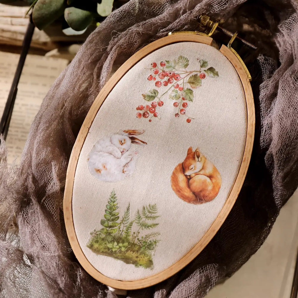 Spring Forest Animals Rub-On Stickers | Owl, Deer & Floral Transfers