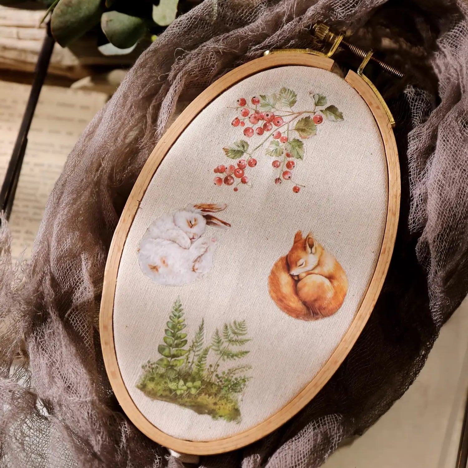 Spring Forest Animals Rub-On Stickers | Owl, Deer & Floral Transfers