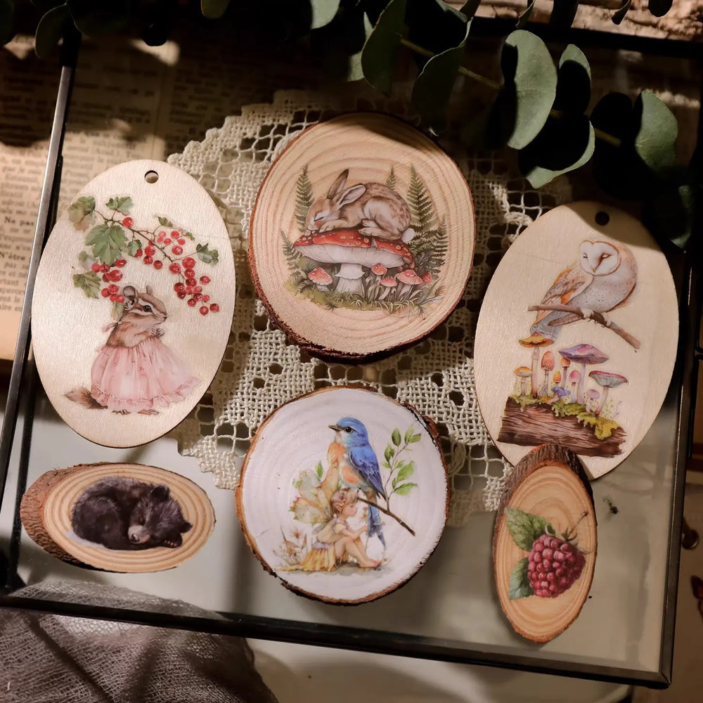 Spring Forest Animals Rub-On Stickers | Owl, Deer & Floral Transfers