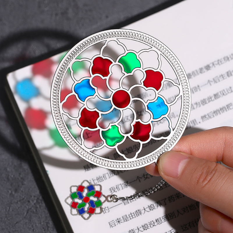 Transparentes Lesezeichen – Stilvolles Lesezeichen aus Metall, inspiriert von Buntglas | Weihnachtsgeschenk