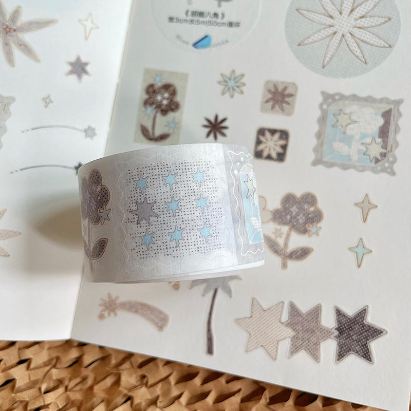 Autocollant fleur en ruban Washi anis étoilé