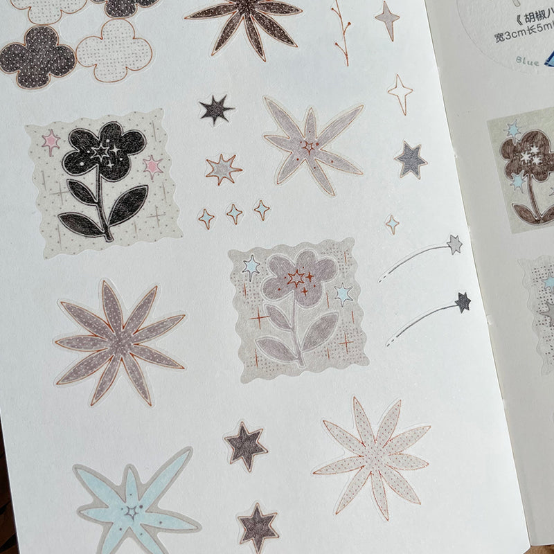 Autocollant fleur en ruban Washi anis étoilé