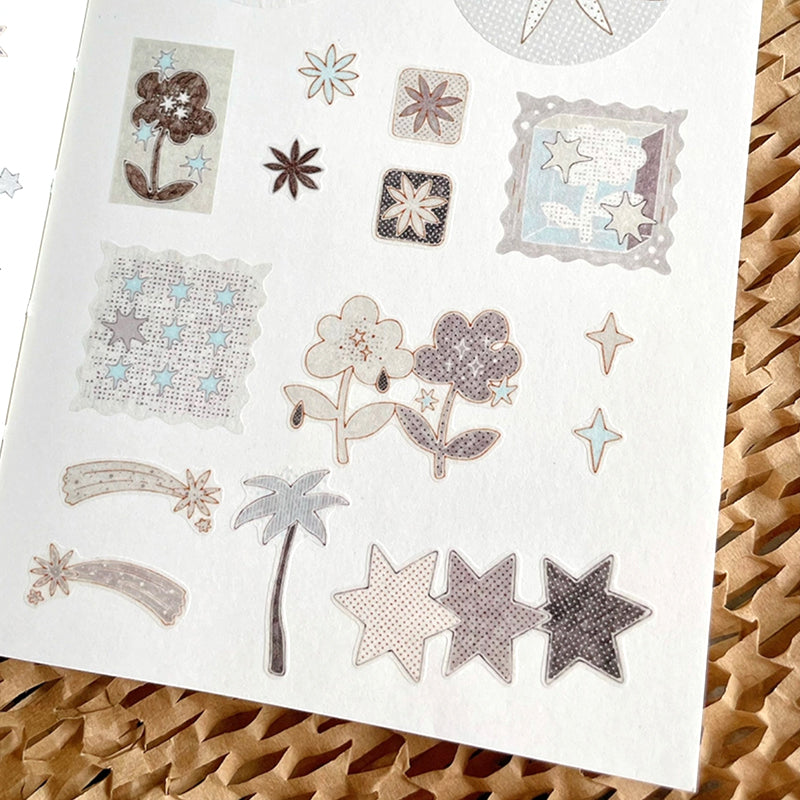 Autocollant fleur en ruban Washi anis étoilé