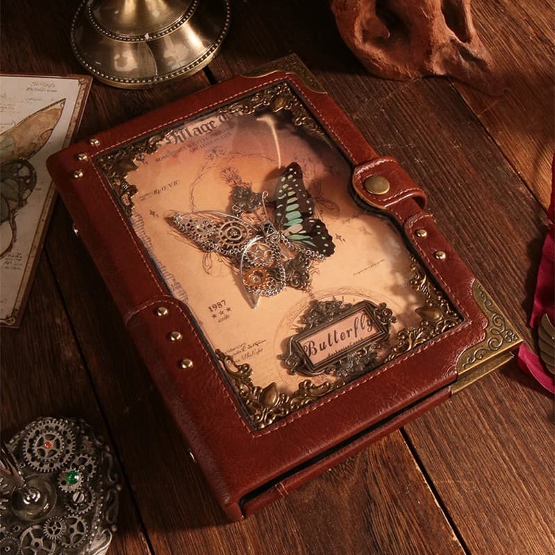 Steampunk Schmetterling A5 Notizbuchhülle Journalhülle Halloween Back-to-School Saison Geschenk