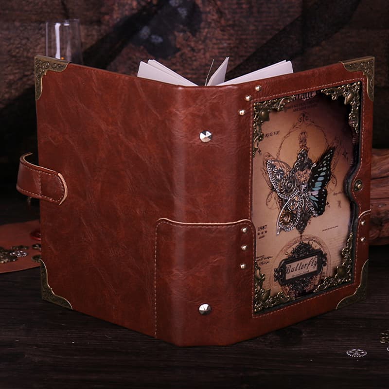 Steampunk Schmetterling A5 Notizbuchhülle Journalhülle Halloween Back-to-School Saison Geschenk