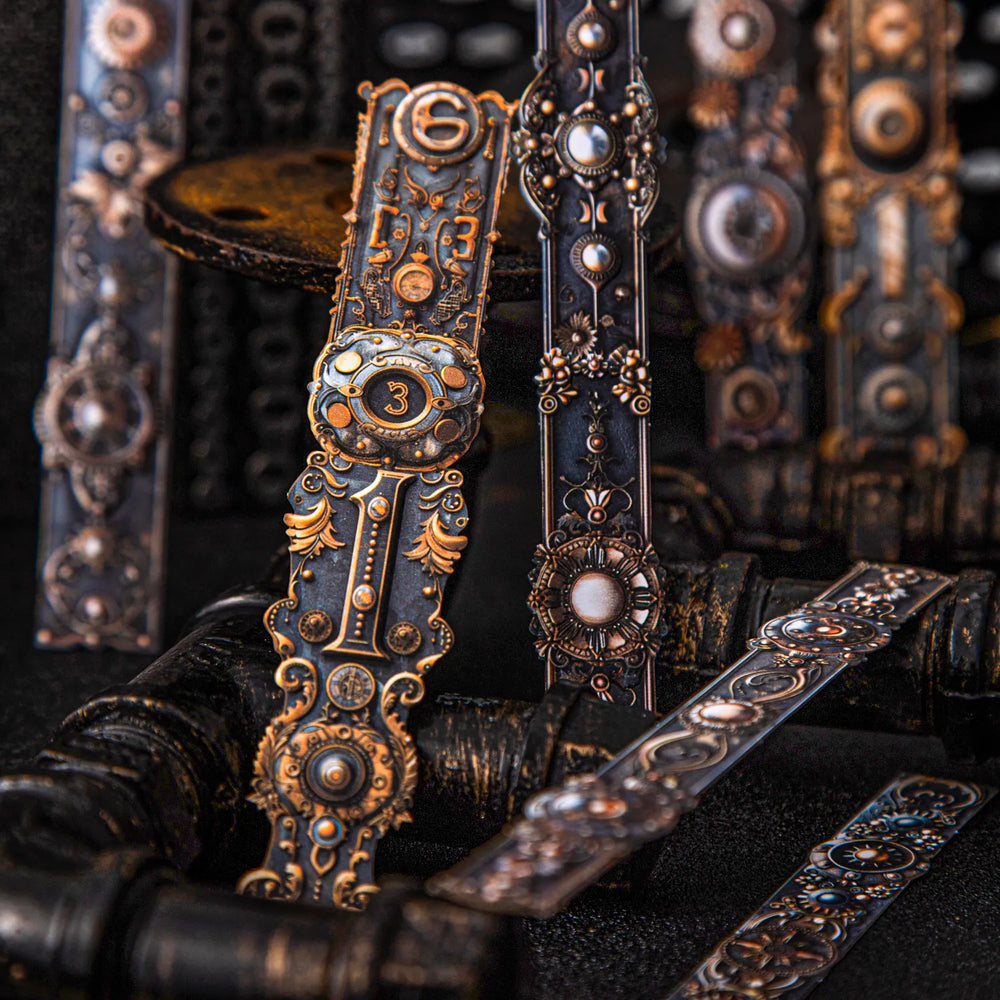 Steampunk Scrapbooking Paper Borders | Embossed Industrial Gear & Clock Frame Decor