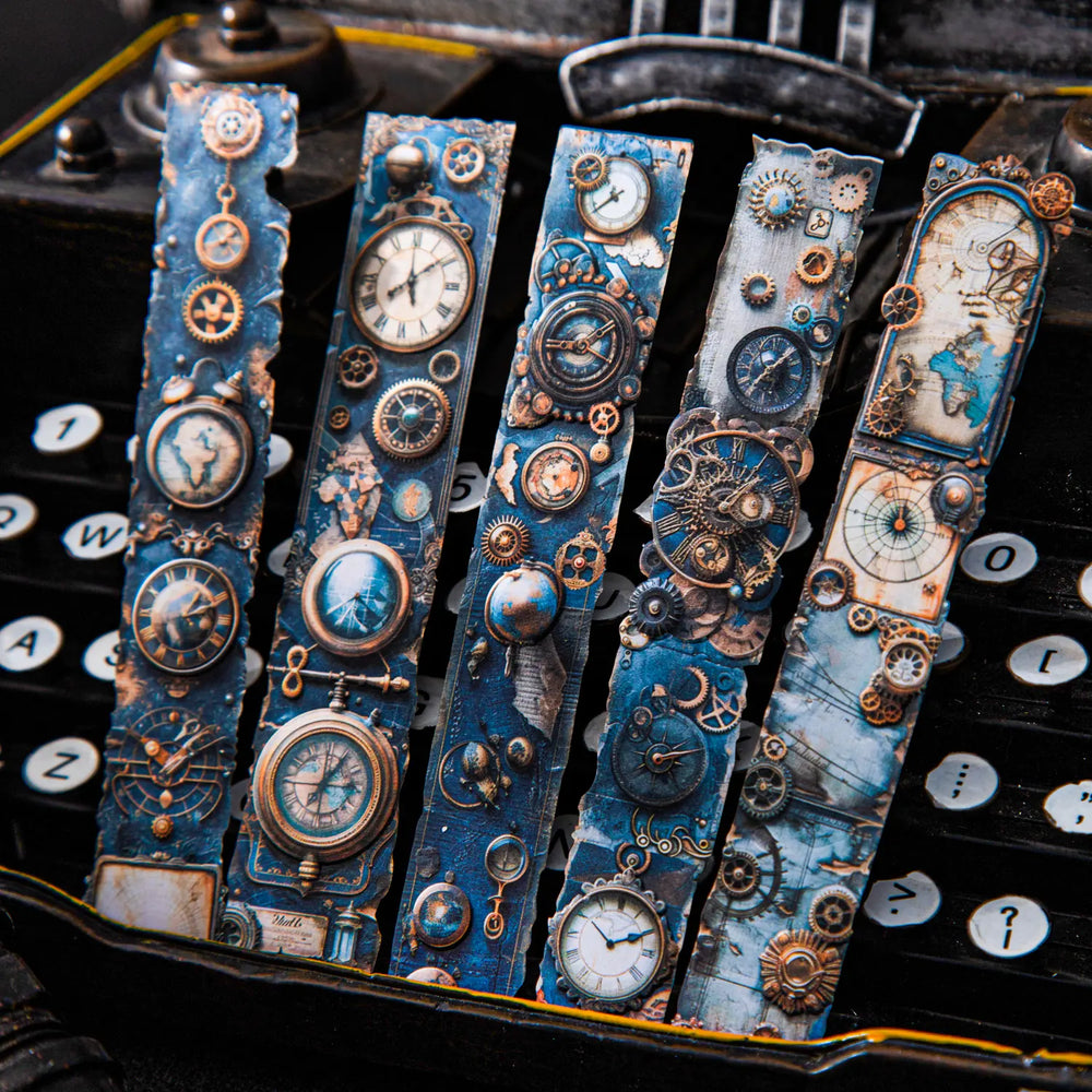 Steampunk Scrapbooking Paper Borders | Embossed Industrial Gear & Clock Frame Decor