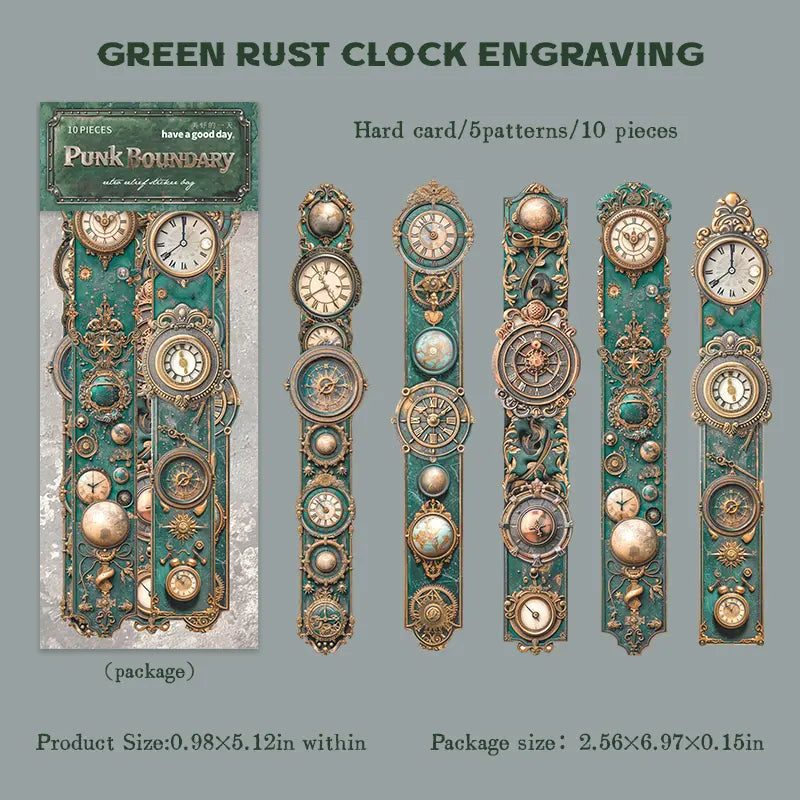 Steampunk Scrapbooking Paper Borders | Embossed Industrial Gear & Clock Frame Decor
