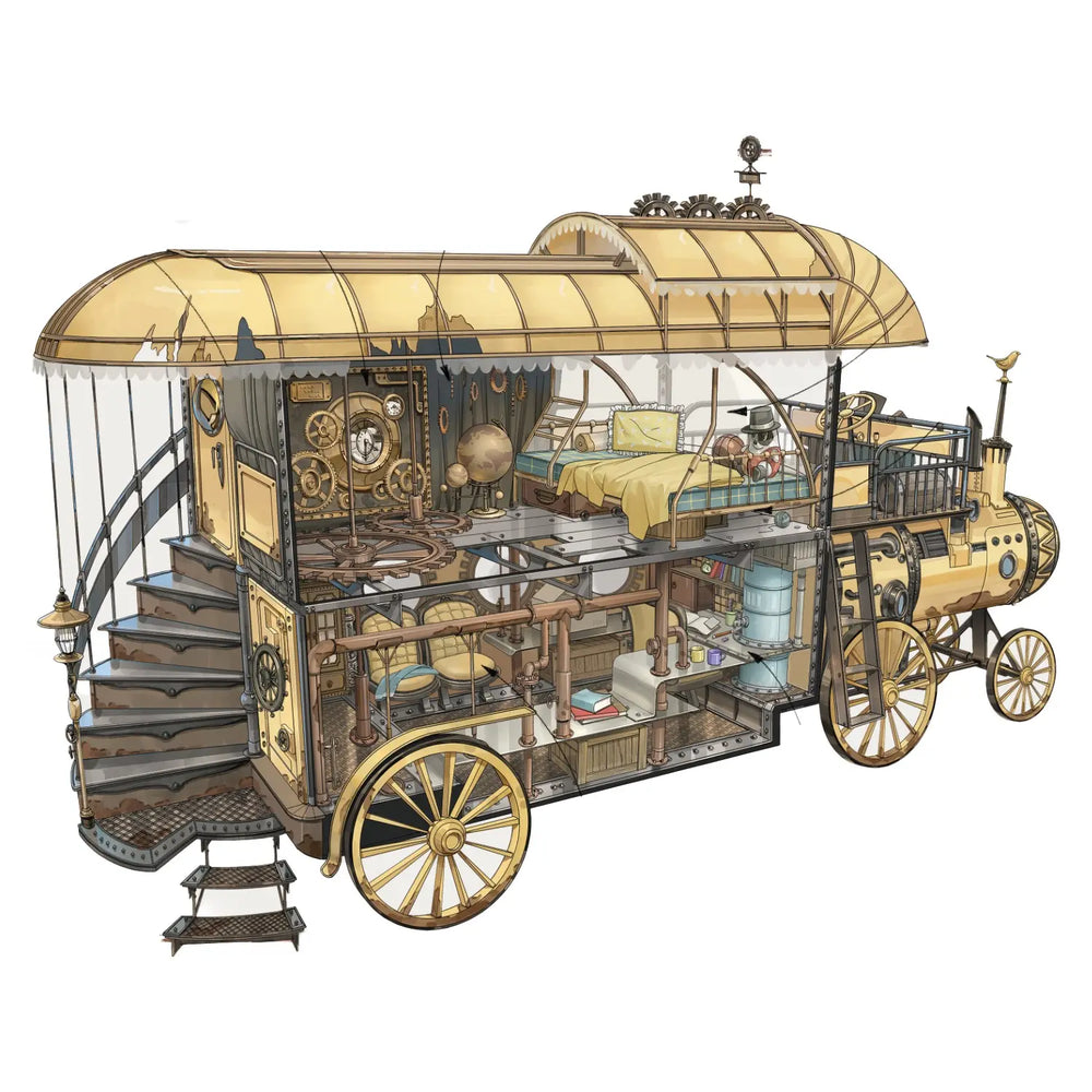 Steampunk Sketch 3D Scene Sticker – DIY Miniature Scene World for Stress Relief Stickers