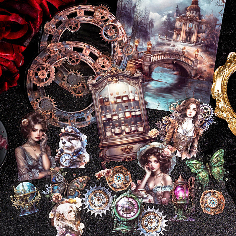 Ensemble d’autocollants PET Steampunk & Décor Victorien pour Journal