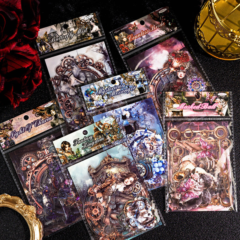 Ensemble d’autocollants PET Steampunk & Décor Victorien pour Journal