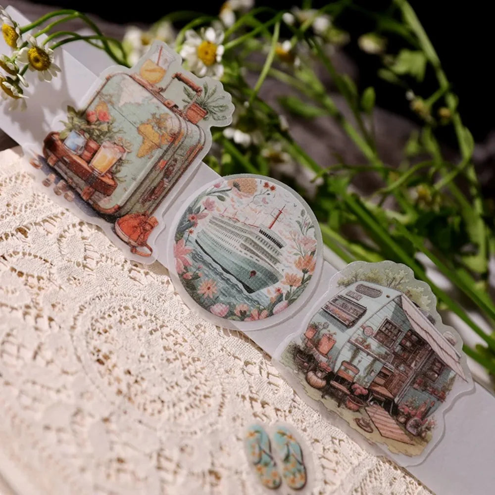 Sommerreise-Pergamentsticker – Ephemera-Sticker