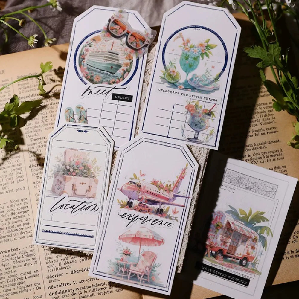 Sommerreise-Pergamentsticker – Ephemera-Sticker