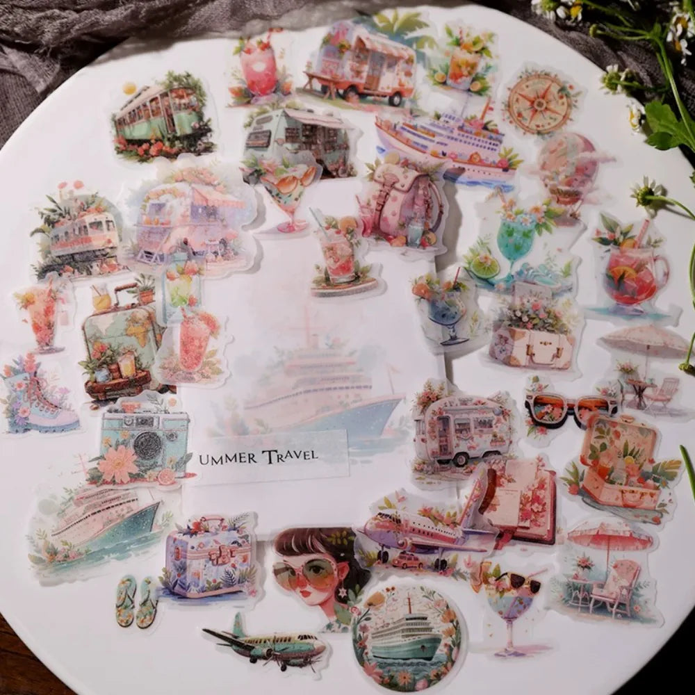 Sommerreise-Pergamentsticker – Ephemera-Sticker
