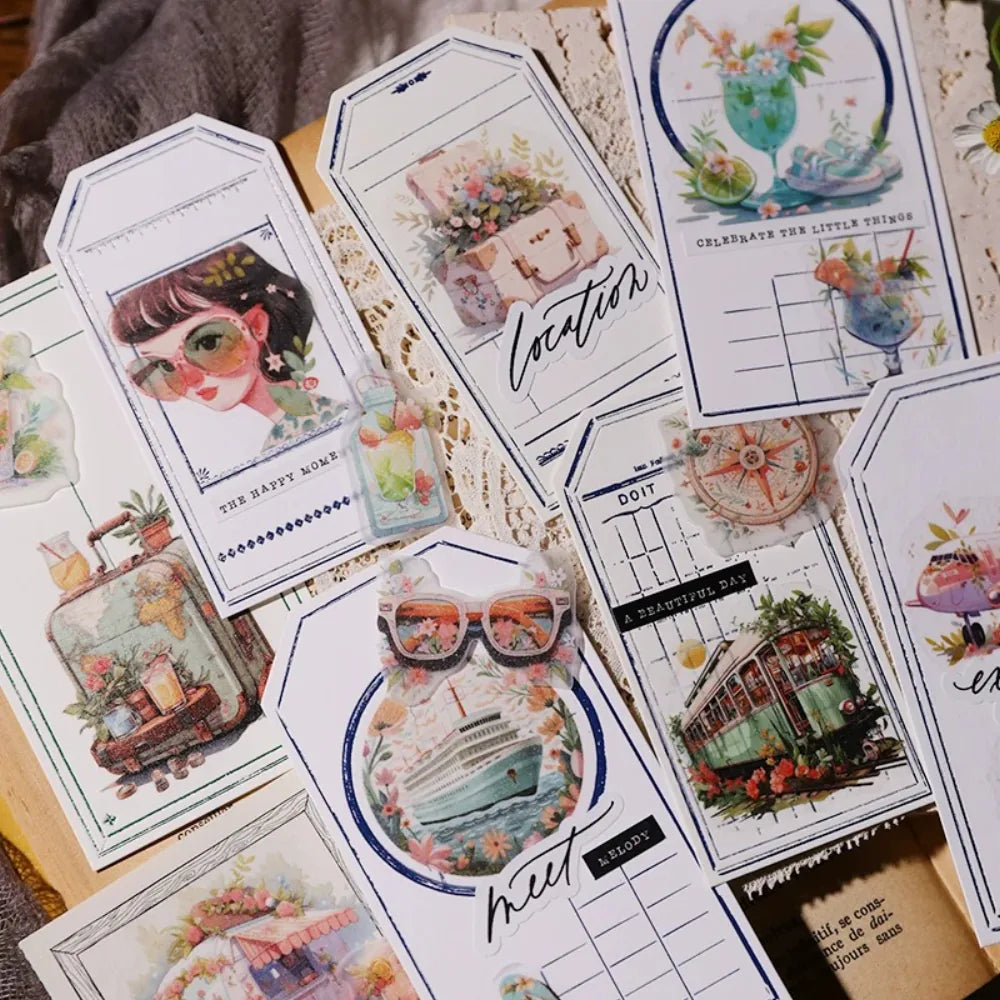 Sommerreise-Pergamentsticker – Ephemera-Sticker