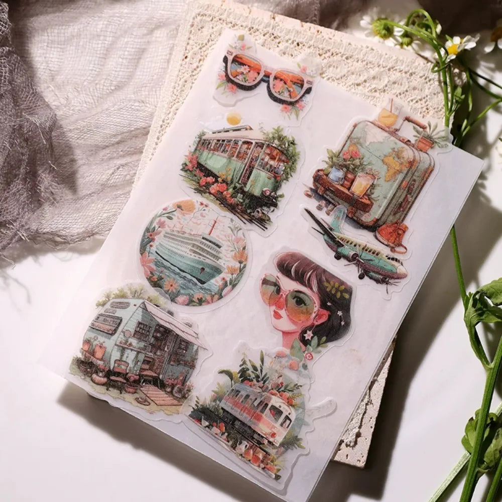 Sommerreise-Pergamentsticker – Ephemera-Sticker