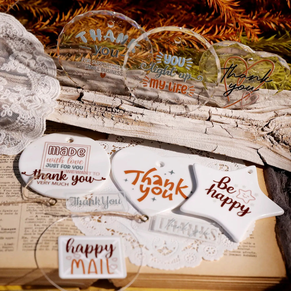 Thank You & Appreciation Typography Crystal Transfer Stickers | for Cups, Cards & Gift Wrapping