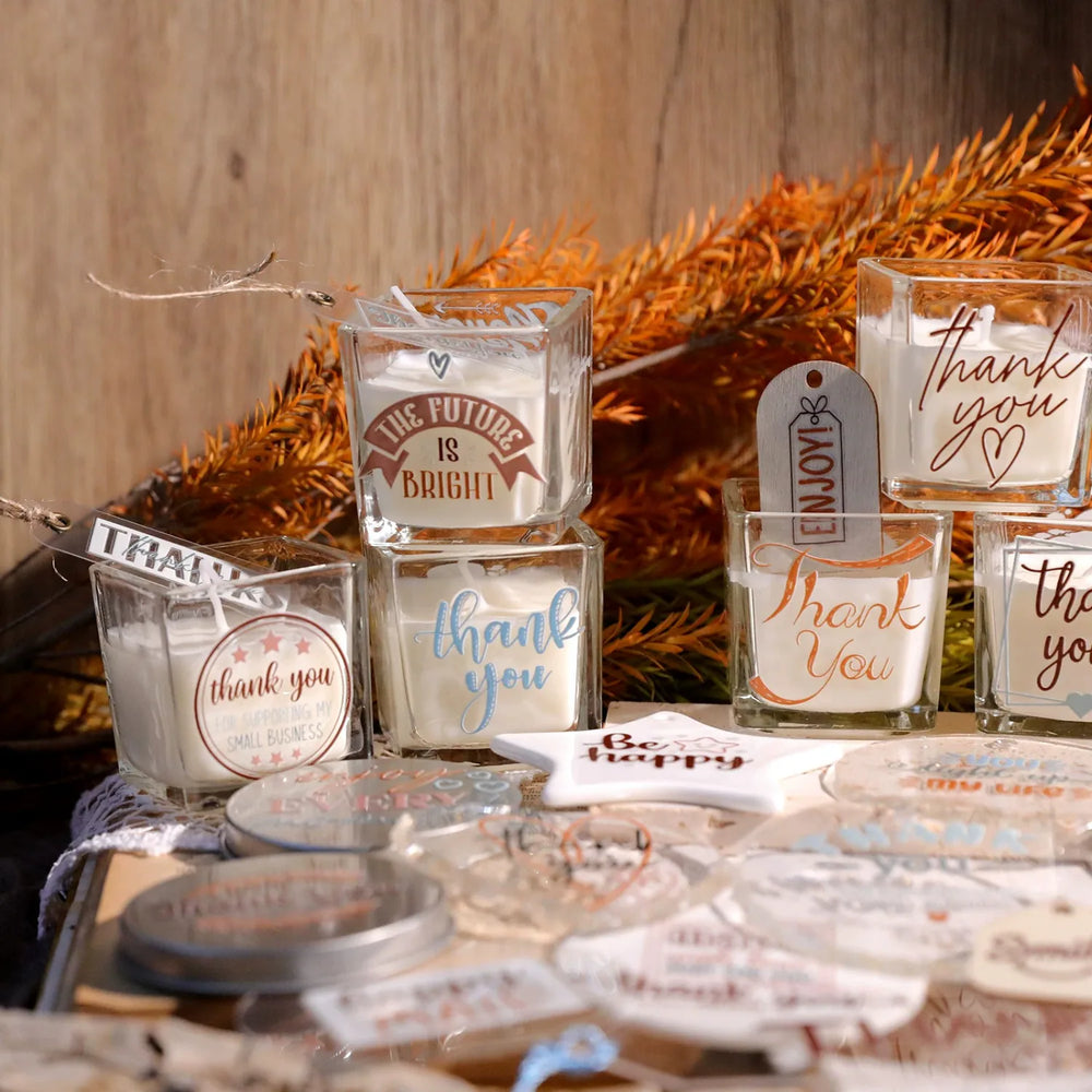 Thank You & Appreciation Typography Crystal Transfer Stickers | for Cups, Cards & Gift Wrapping