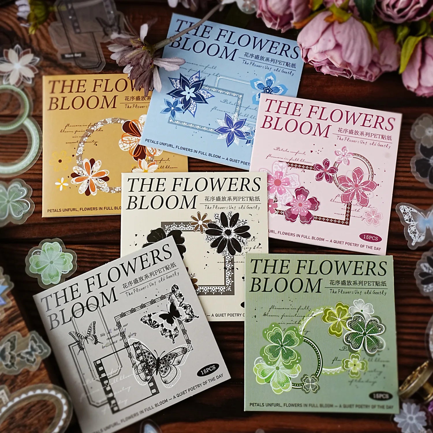 Pack d'autocollants PET « Les fleurs éclosent »