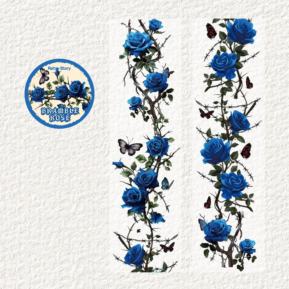 Thorned Rose PET Washi Tape | Gothic Vintage Rose Floral Journaling Tape