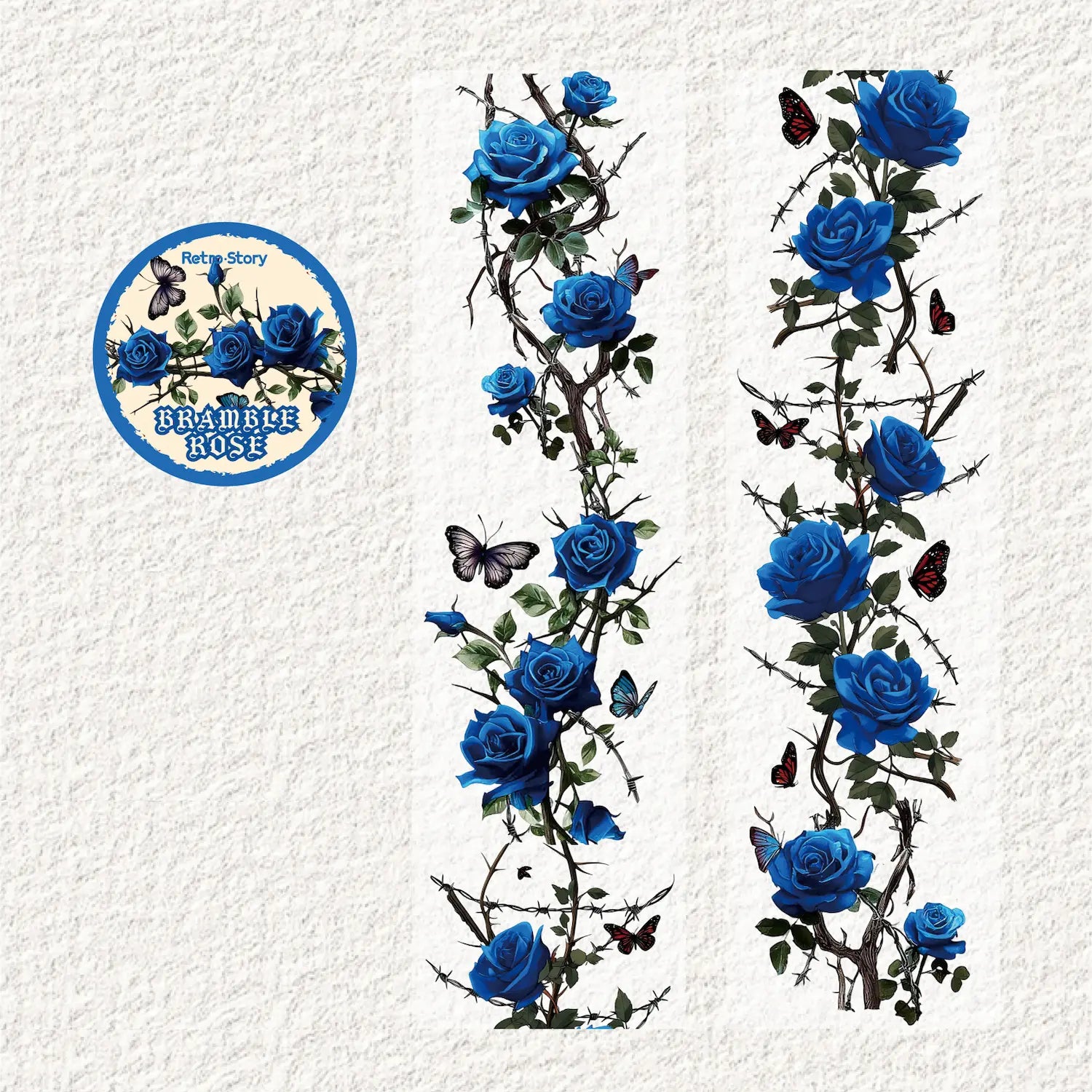 Thorned Rose PET Washi Tape | Gothic Vintage Rose Floral Journaling Tape