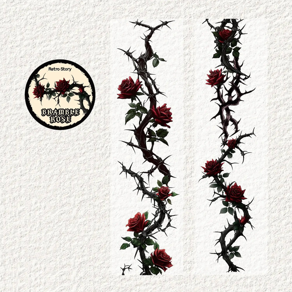 Thorned Rose PET Washi Tape | Gothic Vintage Rose Floral Journaling Tape