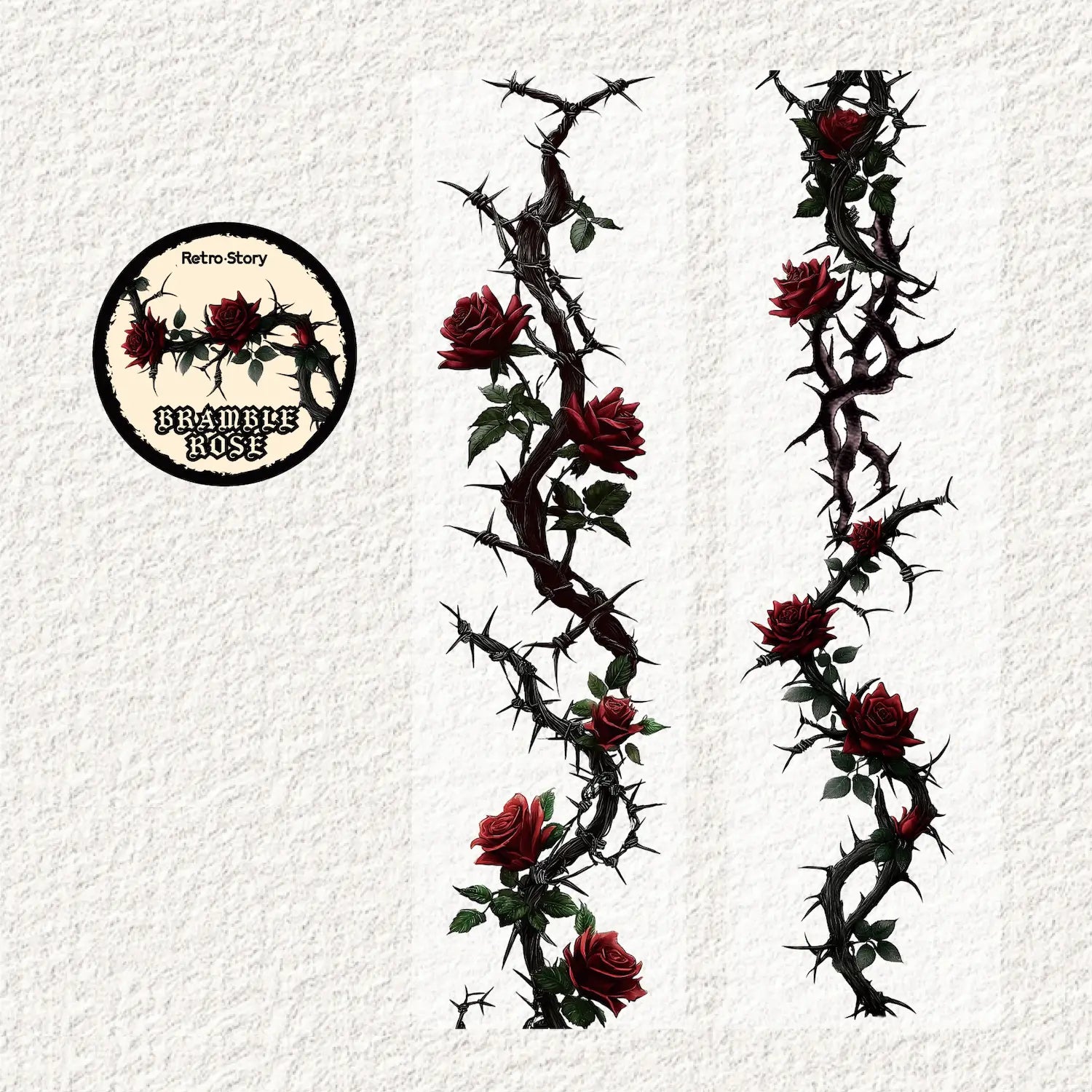 Thorned Rose PET Washi Tape | Gothic Vintage Rose Floral Journaling Tape