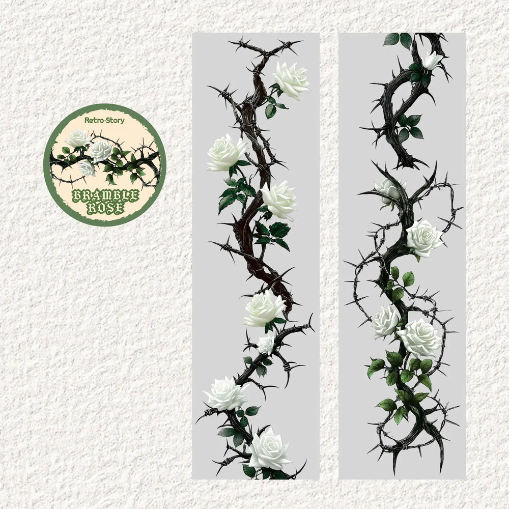 Thorned Rose PET Washi Tape | Gothic Vintage Rose Floral Journaling Tape
