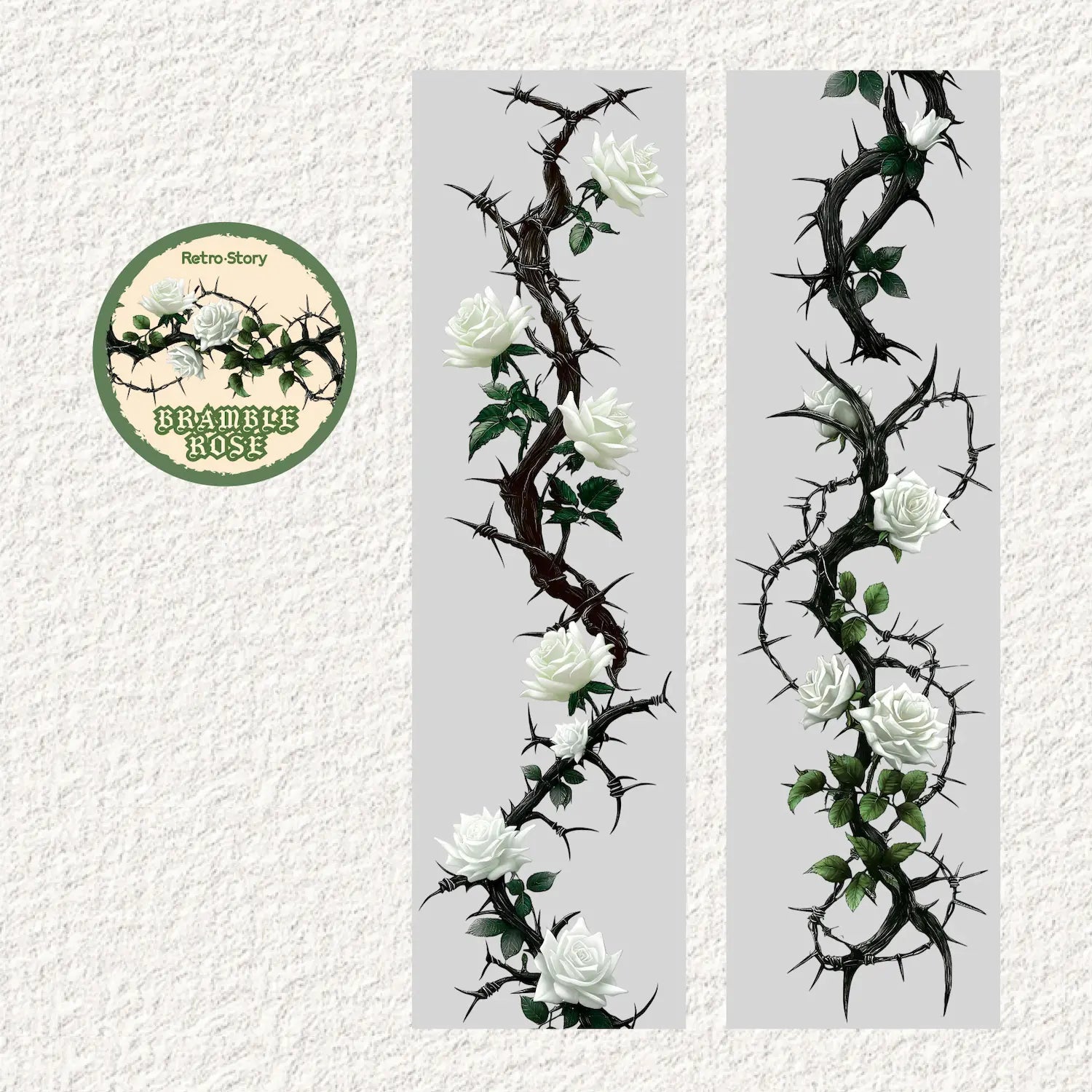 Thorned Rose PET Washi Tape | Gothic Vintage Rose Floral Journaling Tape