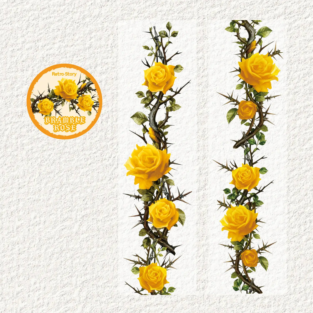 Thorned Rose PET Washi Tape | Gothic Vintage Rose Floral Journaling Tape