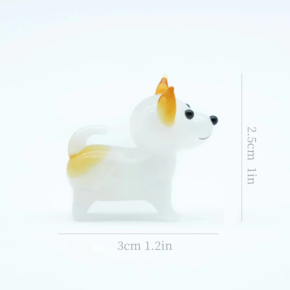 Handmade Tiny Glass Dog Figurines – Corgi Desk Ornament Gift