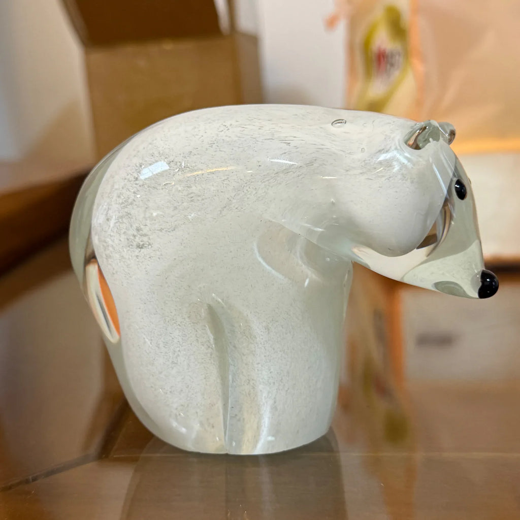 Petite figurine d'ours polaire en verre – Animal en verre fait main par un artisan