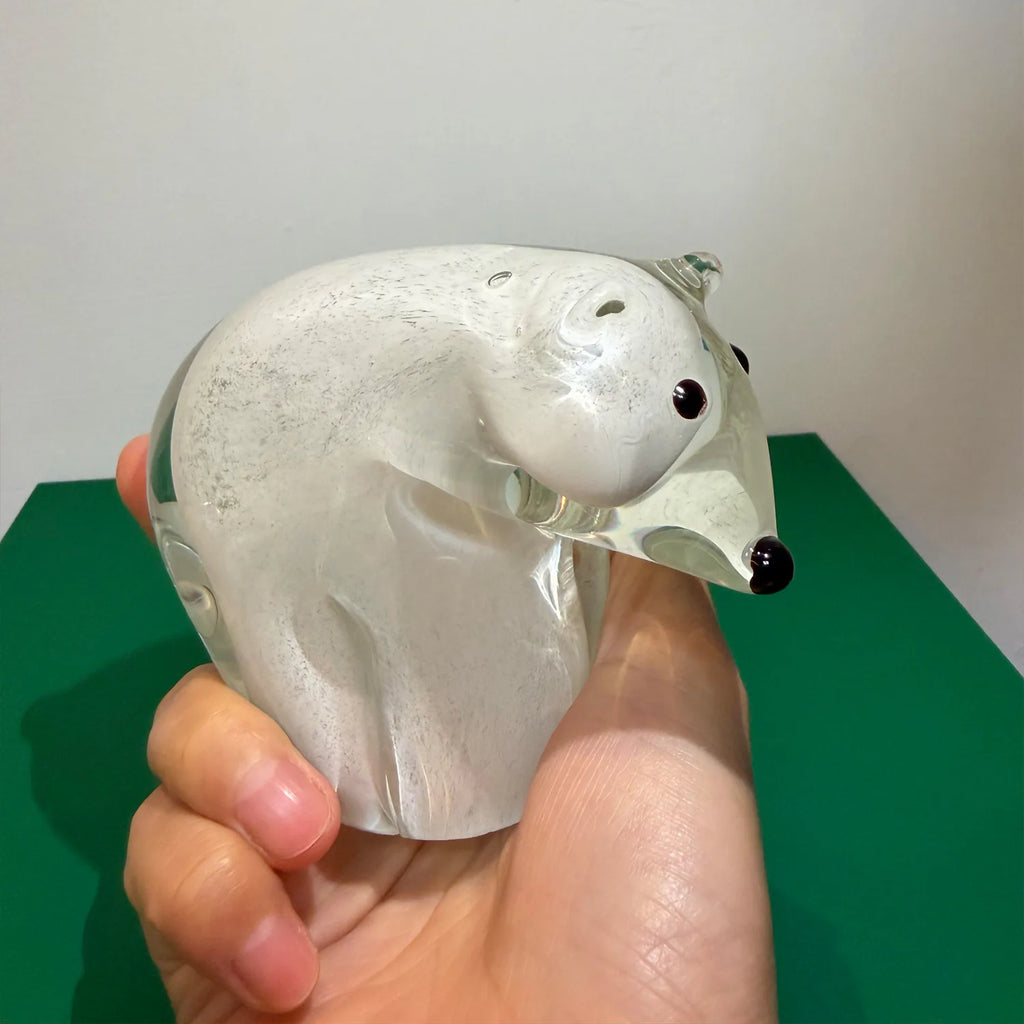 Petite figurine d'ours polaire en verre – Animal en verre fait main par un artisan