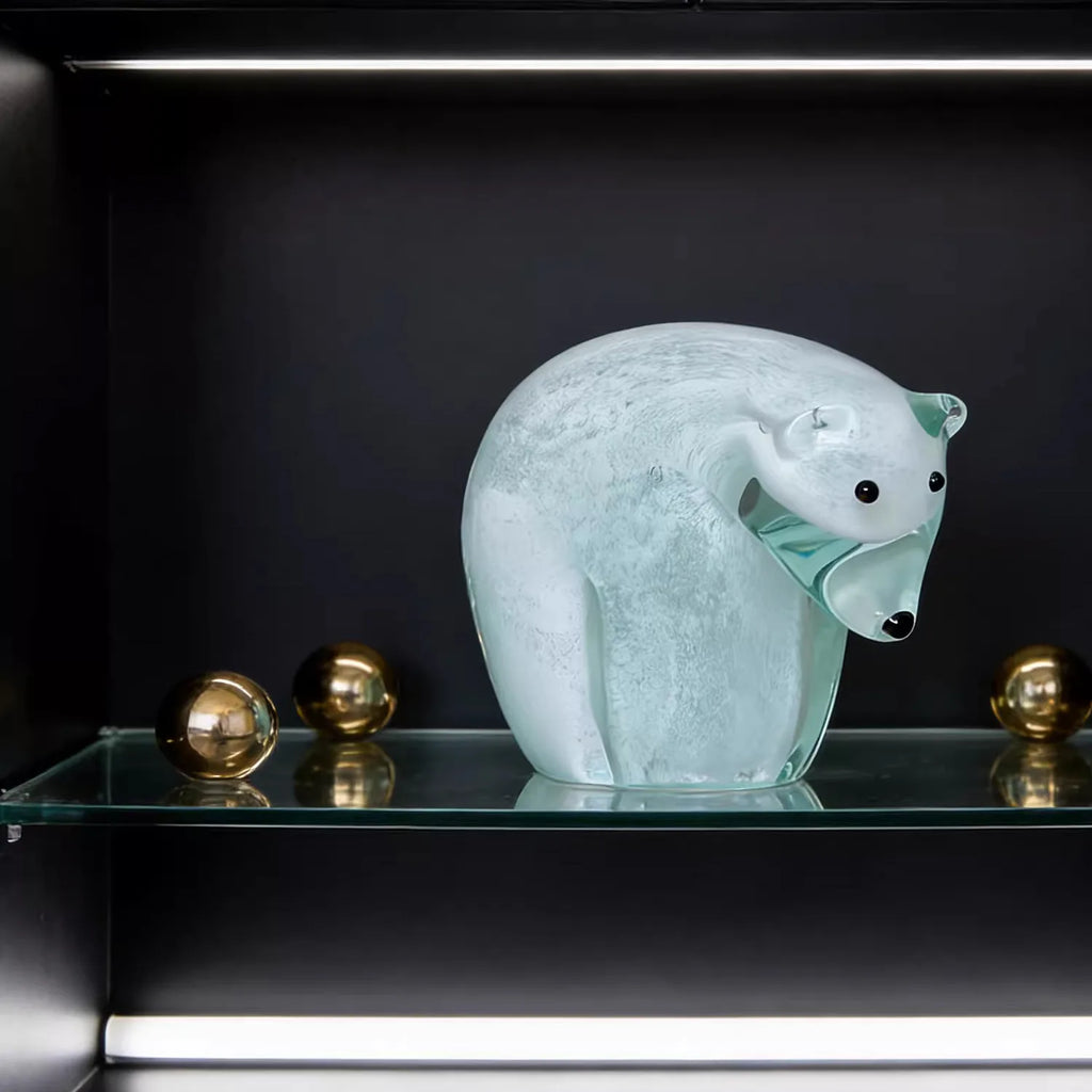 Petite figurine d'ours polaire en verre – Animal en verre fait main par un artisan