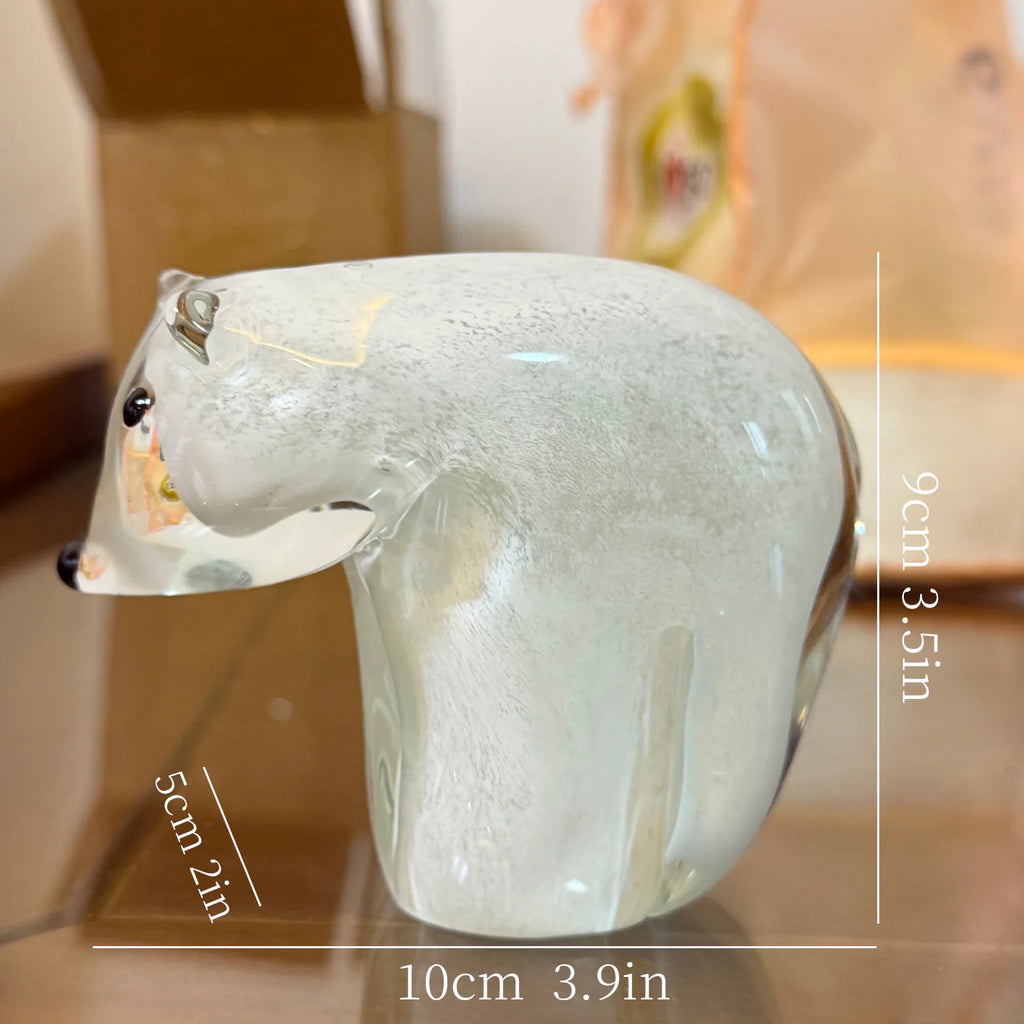 Petite figurine d'ours polaire en verre – Animal en verre fait main par un artisan